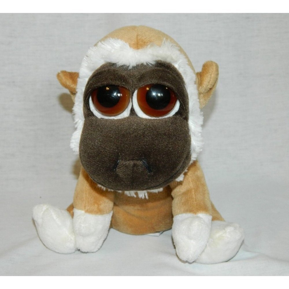 Russ Lil Peepers KIMBO Gibbon Monkey Brown White w Big Eyes 9" plush stuffed